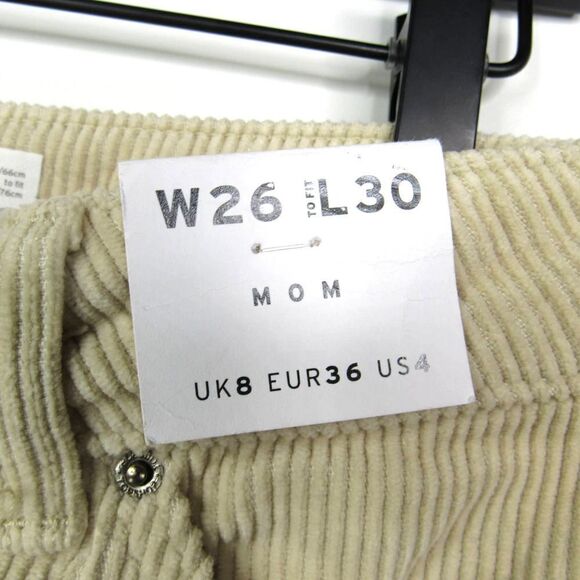 TOPSHOP Corduroy Mom Jeans In Cream Sz 4 - Picture 6 of 8